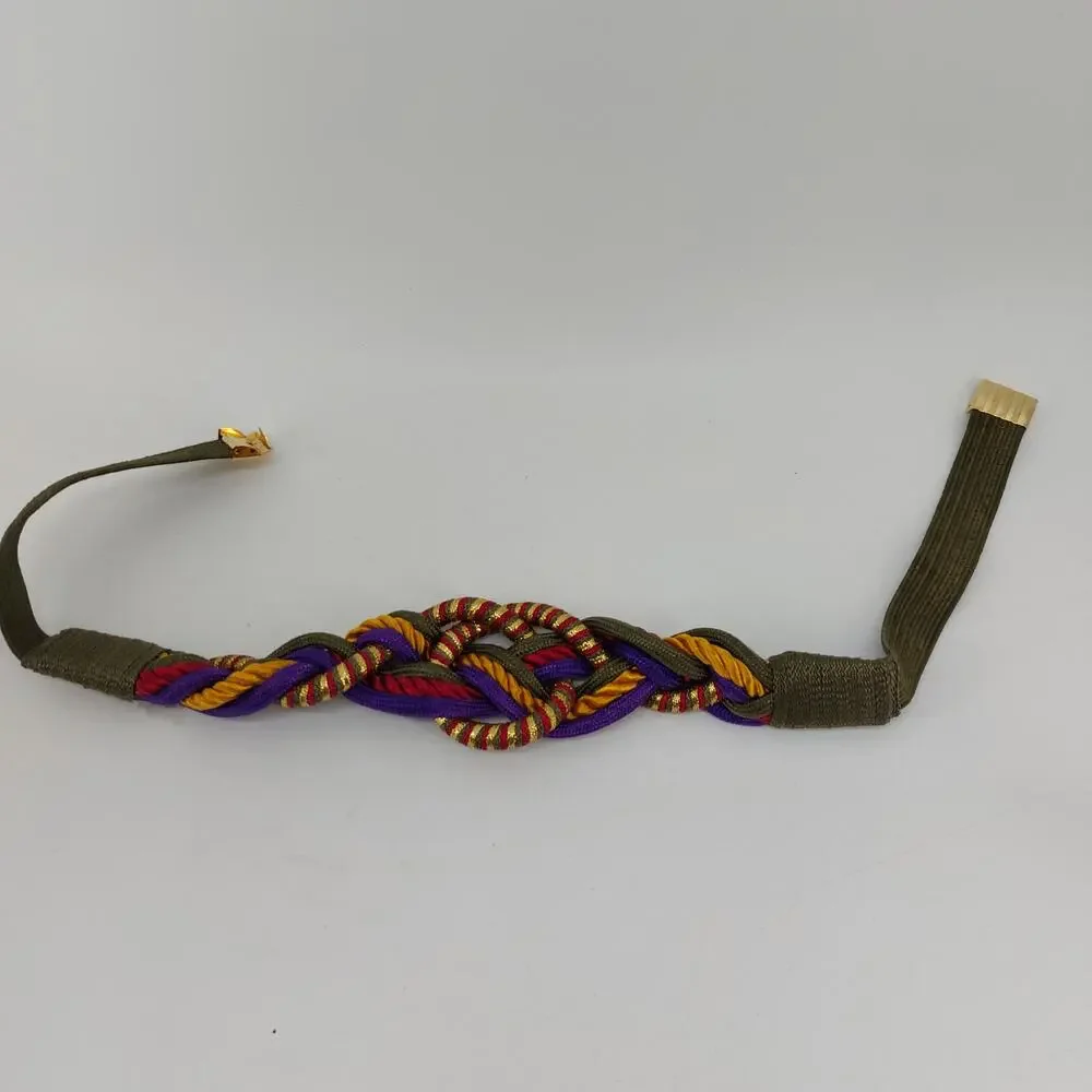 Vintage Macreme Braided Knotted Bohemian Multicolored Belt Small Medium